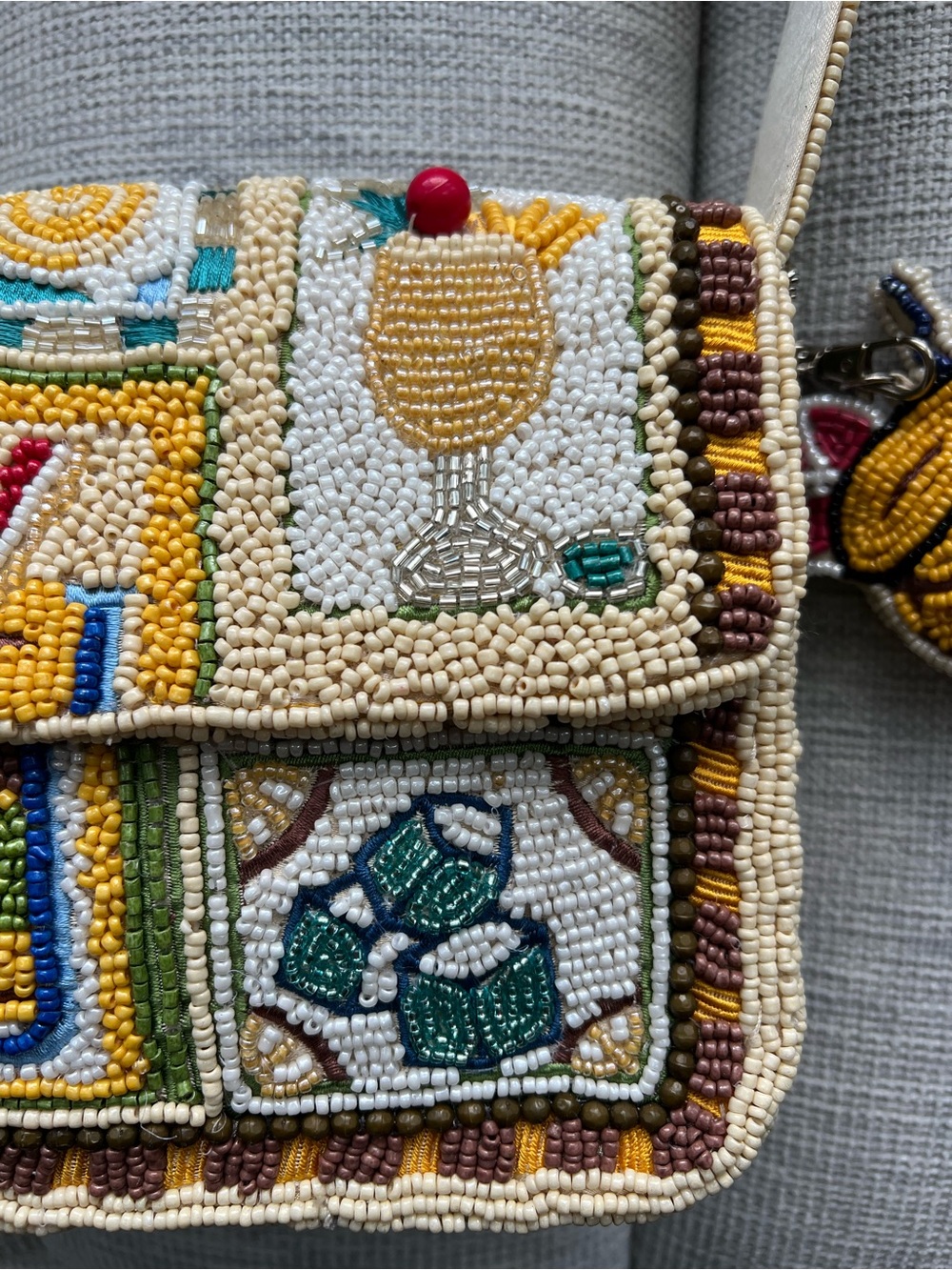 NWT Tropical Pineapple Drink Beaded Bag Handmade in India - Picture 4 of 9